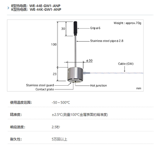 ANRITSU安立计器温度计自重型温度传感器WE系列WE-44-GW1-ANP