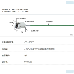 ANRITSU安立计器温度计内藏磁铁型表面温度传感器MG系列MG-21-TS1-ANP