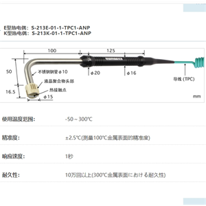 ANRITSU安立计器温度计高性能静止表面用温度传感器S系列S-213-01-1-TPC1-ANP