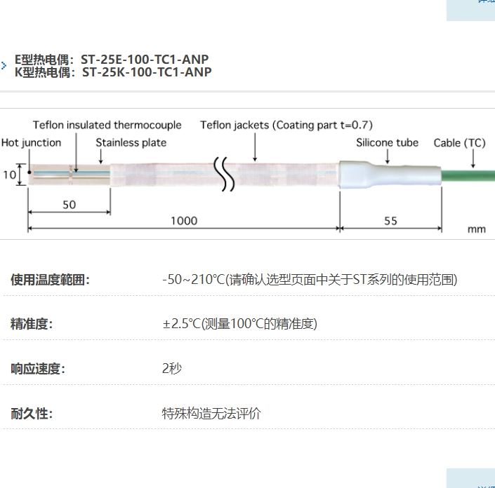ANRITSU安立计器温度计贴片式多用途温度传感器ST-25-100-TC1-ANP