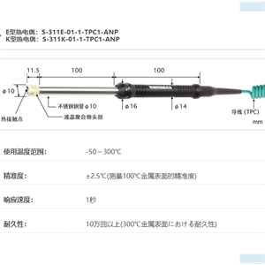 ANRITSU安立计器温度计高性能静止表面用温度传感器S系列S-311-01-1-TPC1-ANP