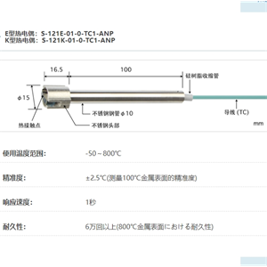 ANRITSU安立计器温度计高性能静止表面用温度传感器S系列S-121-01-0-TC1-ANP