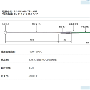 ANRITSU安立计器温度计液体・半固体用内部温度传感器BS-11-010-TS1-ANP