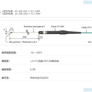 ANRITSU安立计器温度计空气用温度传感器AT-30-050-1-TC1-ANP