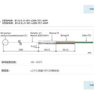 ANRITSU安立计器套管型温度传感器B1.0-J1-M1-L200-TC1-ANP