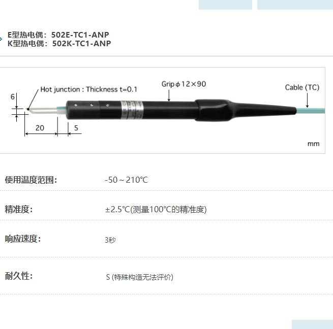 ANRITSU安立计器温度计隙間挿入型502-TC1-ANP