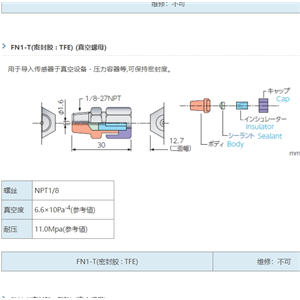 ANRITSU安立计器温度计专用传感器FN1-T(密封胶 : TFE) (真空螺母)