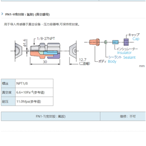 ANRITSU安立计器温度计专用传感器FN1-V密封胶 : 氟胶) (真空螺母)