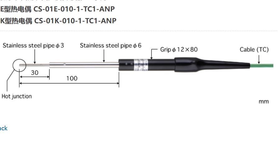 日本ANRITSU安立計器微小表面用表面温度传感器CS系列CS-01E-010-1-TC1-ANP