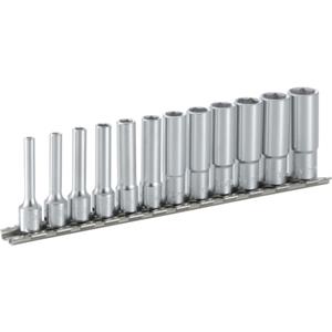 日本TONE前田HSL212套筒组深插座套装（6 角连支架）12 件插入角度 6.35mm
