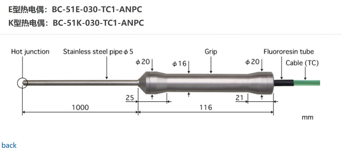 日本ANRITSU安立計器食品用内部温度传感器BC-51K-030-TC1-ANPC