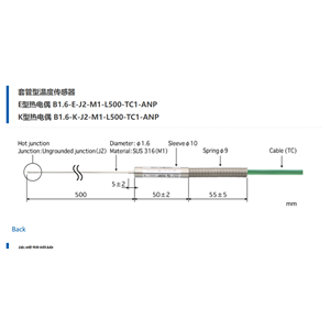 日本ANRITSU安立計器套管型温度传感器B1.6-K-J2-M1-L500-TC1-ANP