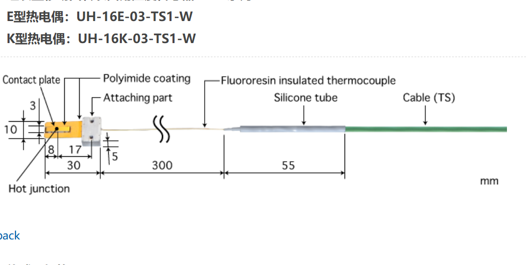 日本ANRITSU安立計器移动/回转表面用温度传感器UH-16E-03-TS1-W